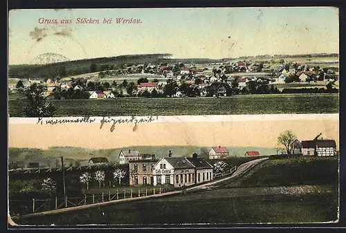 AK Stöcken b. Werdau, Cafe Central, Panorama