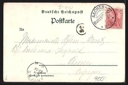 Lithographie Aachen, Burtscheid, Maschiertor, Dom