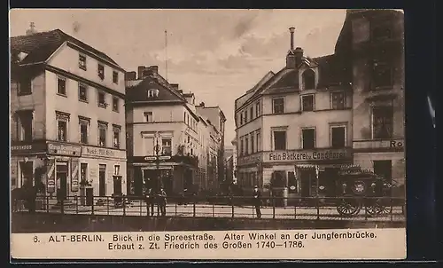 AK Berlin, Blick in die Spreestrasse, Alter Winkel an der Jungfernbrücke