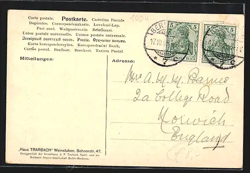 AK Berlin, Gasthaus Haus Trarbach Weinstuben, Behrenstr. 47, Spiegelsaal