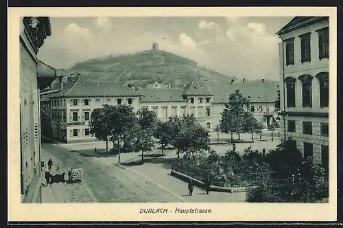 AK Durlach, Die Hauptstrasse aus der Vogelschau