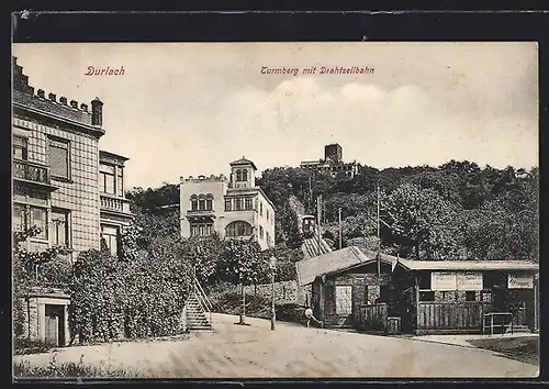 AK Durlach, Drahtseilbahn am Turmberg