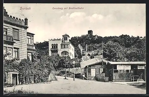 AK Durlach, Drahtseilbahn am Turmberg