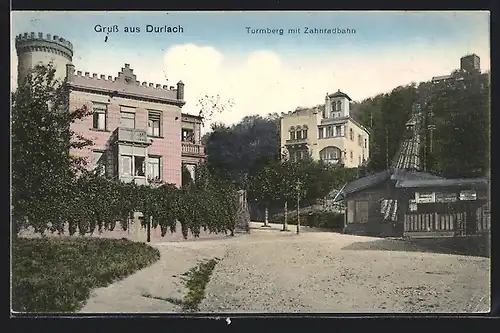 AK Durlach, Turmberg mit Zahnradbahn