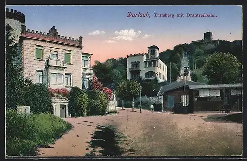 AK Durlach, Turmberg mit Drahtseilbahn