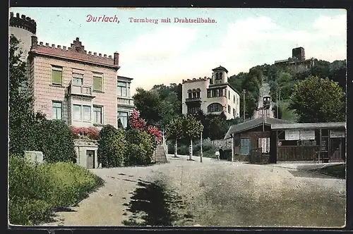 AK Durlach, Turmberg mit Drahtseilbahn