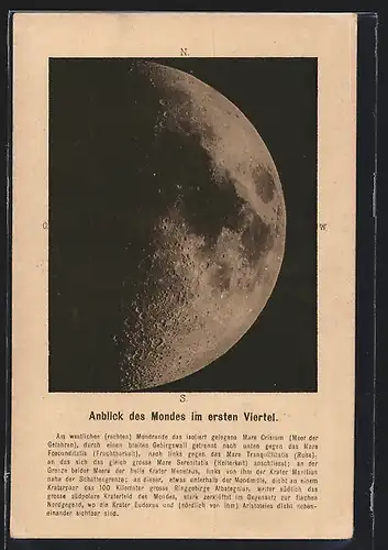 AK Anblick des Mondes im ersten Viertel