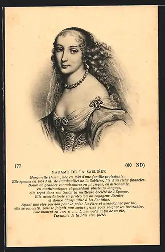 Künstler-AK Porträt der Madame de la Sablière