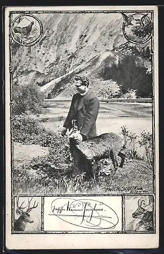 AK Prof. Raimund Jungbauer mit Gemse in den Bergen