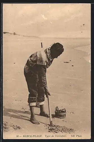 AK Berck-Plage, Type de Verrotier, Muschelsammler