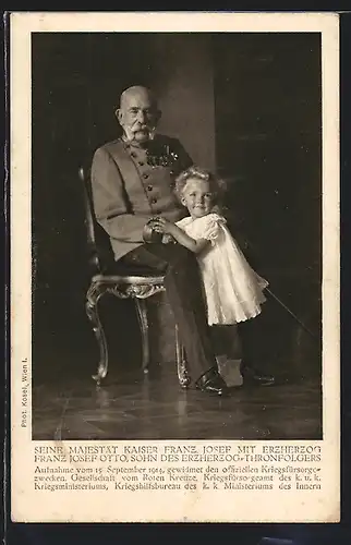 AK Nr. 12: Rotes Kreuz, Kaiser Franz Josef I. von Österreich mit Erzherzog Franz Josef Otto