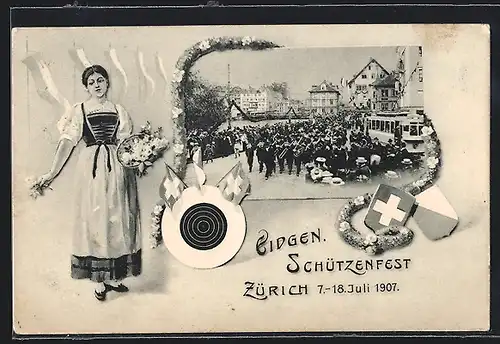 AK Zürich, Eidgenössisches Schützenfest 1907-Festumzug