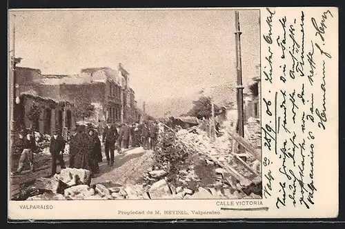 AK Valparaiso, Calle Victoria, Erdbeben