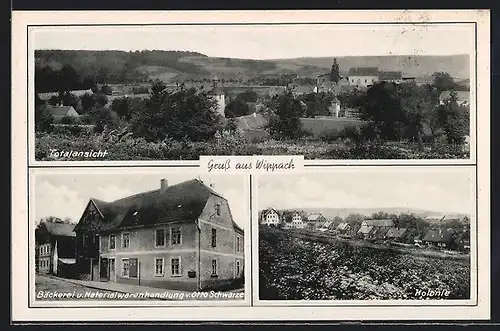 AK Wippach, Bäckerei und Materialwarenhandlung von Otto Schwarz, Kolonie