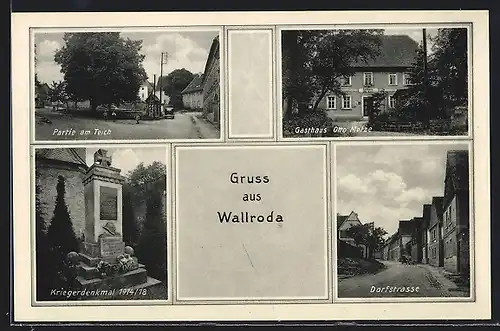 AK Wallroda, Gasthaus von Otto Metze, Dorfstrasse