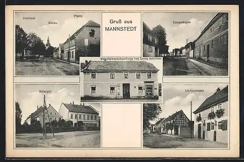 AK Mannstedt, Denkmal, Kirche, Pfarre, Rittergut, Langestrasse, Lindenstrasse