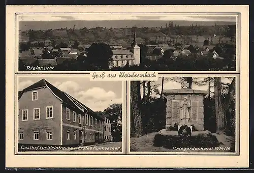 AK Kleinbrembach, Gasthof zur Weintraube und Erstes Kulmbacher, Kriegerdenkmal 1914 /18