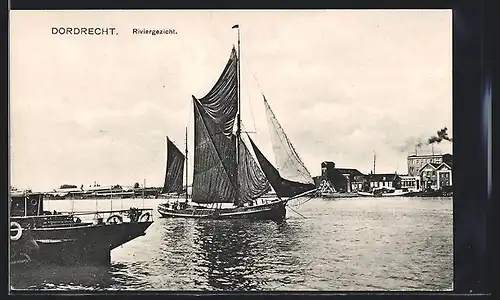 AK Dordrecht, Riviergezicht, Panorama