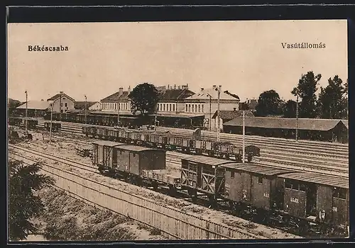 AK Bekescsaba, Bahnhof aus der Vogelschau