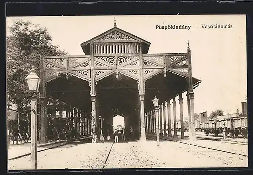 AK Püspökladány, Vasutallomas, Bahnhof