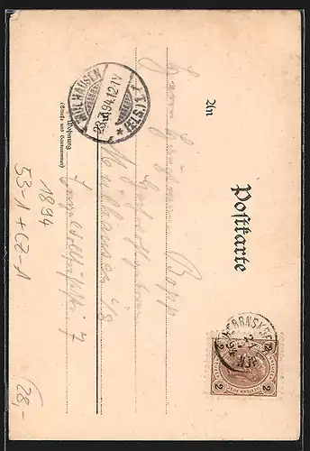 Vorläufer-Lithographie Herrnskretschen, 1894, Ortsansicht, Sächs.-Böhmische Schweiz, Prebischthor, Edmundklamm