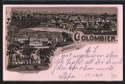 Lithographie Colombier, Le Chateau, L`arsenal, Panorama