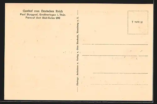 AK Grossheringen i. Thür., Gasthof zum Deutschen Reich, Kriegerdenkmal 1914-18