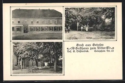 AK Gebesee, Gasthaus zum Ritter, Vorderansicht, Garten