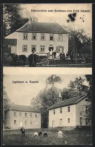 AK König /Odenwald, Restaurant zum Hainhaus von Ernst Schmidt, Jagdhaus u. Kapelle