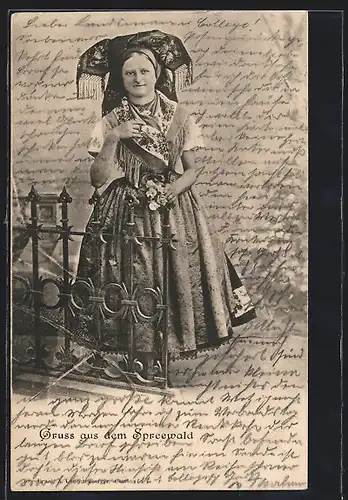 AK Schöne Spreewälderin in Trachtenkleidung