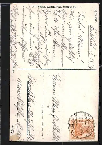 AK Junge Spreewälderin in einem Kanu