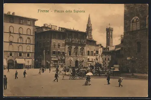 AK Firenze, Piazza della Signoria con la Fontana di Nettuno