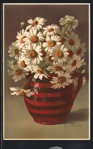 Künstler-AK Anna Haller: Blumenschmuck, Margeriten