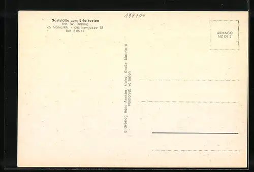 AK Mainz, Gaststätte zum Briefkasten, Gärtnergasse 18