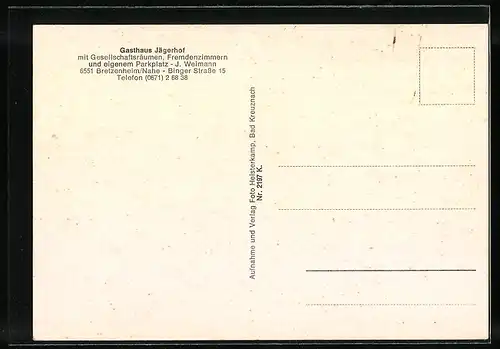 AK Bretzenheim / Nahe, Gasthaus Jägerhof, Binger Strasse 15