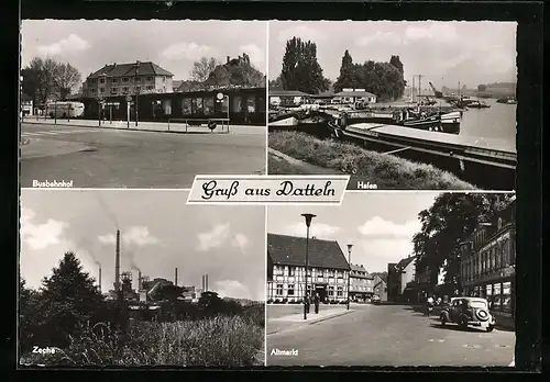 AK Datteln, Kohle-Zeche, Busbahnhof, Strassenpartie am Altmarkt