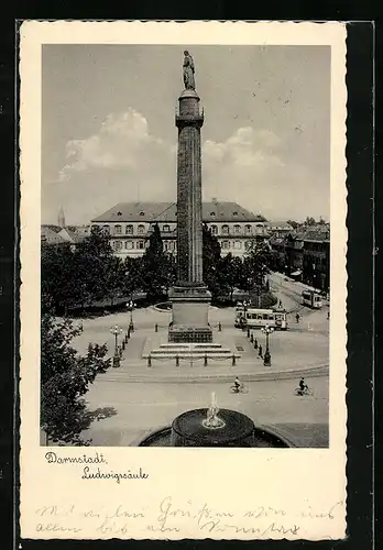 AK Darmstadt, Blick zur Ludwigssäule