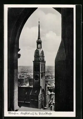 AK München, Durchblick auf die Peterskirche