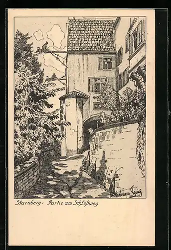 AK Starnberg, Partie am Schlossweg