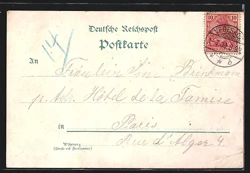 Künstler-Lithographie Vegesack, Cafe Strandlust, Segelboot