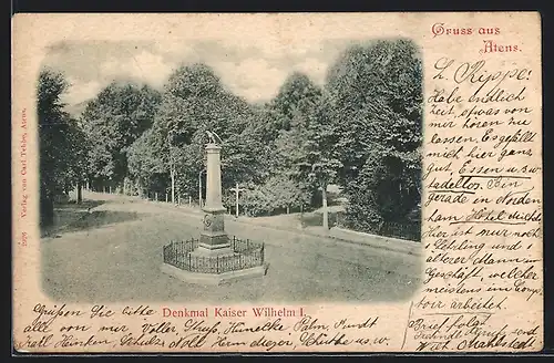 AK Atens, Denkmal des Kaisers Wilhelm I