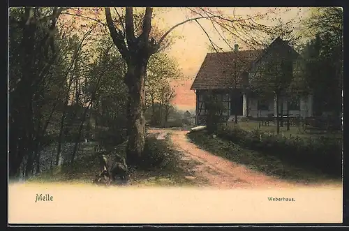 AK Melle, Blick vom Weg zum Weberhaus