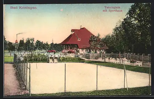 AK Bad Kissingen, Tennisplatz mit Sporthaus