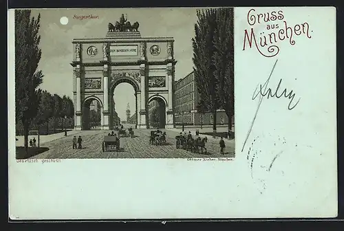 Mondschein-Lithographie München, Siegestor