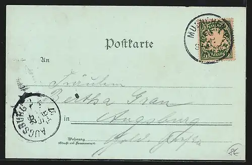 Lithographie München, Bavaria und Ruhmeshalle