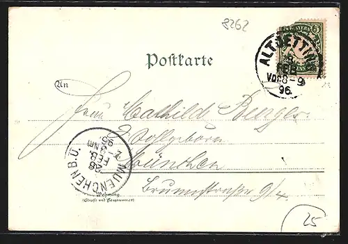 Lithographie Altötting, Blick zur Wallfahrtskirche, Orts-Panorama