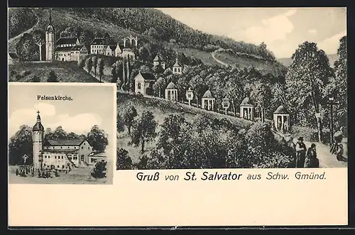 AK Schw. Gmünd, St. Salvator mit Felsenkirche