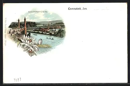 Lithographie Cannstatt, Neckarbrücke