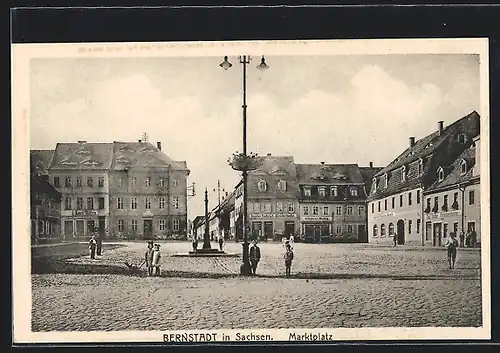 AK Bernstadt i. Sa., Marktplatz