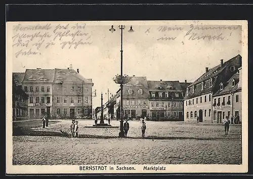 AK Bernstadt i. Sa., Marktplatz